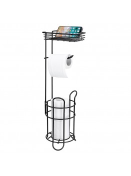 Bowin Multifunctional Large Capacity Storage Bathroom Toilet Tissue Paper Towel Rack Shelf Holder Free Standing with Mobile Phone Basket Tray