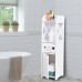 ZHIYA Bathroom Storage Rack Floor Cabinet Toilet Bath Organizer Drawer Shelf  White