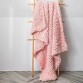 Handmade Thick Wool Knitted Blanket Sofa Chenille Stick Knitted Blanket  Size  130 x 160 CM  Pink