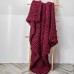 Handmade Thick Wool Knitted Blanket Sofa Chenille Stick Knitted Blanket  Size  130 x 160 CM  Wine red