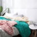 Handmade Thick Wool Knitted Blanket Sofa Chenille Stick Knitted Blanket  Size  130 x 160 CM  Custard