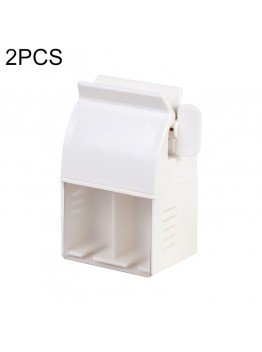 2 PCS Toothpaste Squeezer Multifunctional Toothbrush Rack Wall  Mounted Bathroom Perforation  Free Storage Rack  White