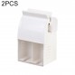 2 PCS Toothpaste Squeezer Multifunctional Toothbrush Rack Wall  Mounted Bathroom Perforation  Free Storage Rack  White