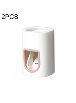 2 PCS Punch  Free Automatic Toothpaste Squeezing Device Household Plastic Wall Hanging Lazy Toothpaste Holder  Pink