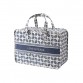 Portable Home Clothes Organizer Moving Bag  50x35x20cm  White Base Blue Flower