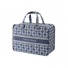 Portable Home Clothes Organizer Moving Bag  50x35x20cm  Blue Base White Flower