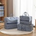 Portable Home Clothes Organizer Moving Bag  50x35x20cm  Blue Base White Flower