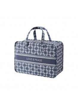 Portable Home Clothes Organizer Moving Bag  60x40x24cm  Blue Base White Flower