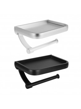 Durable Wall Mounted Aluminum Bathroom Toilet Tissue Paper Shelf Holder with Items Mobile Phone Storage Tray