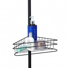 4 Tier Storage Rack Plastic Shower Corner Pole Caddy Bathroom Wall Shelf Holder