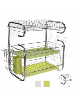 3 Tiers Kitchen Storage Rack Dish Drying Drain Shelf Cup Bowl Chopsticks Storage Tray Holder Organizer